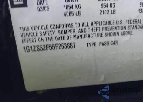 2005 Chevrolet Malibu z USA, uszkodzony, nr VIN 1G1ZS52F55F263887